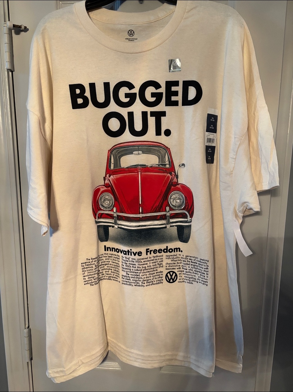 Volkswagen Red Beetle Bug White Innovative Freedom Tee NWT